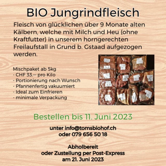 BIO Jungrindfleisch
Ein Mischpaket von 10kg enthält ca. folgende Stücke: Filet oder Chinoise, Entrecôtes, Plätzli, Braten, Ragout, Geschnetzeltes, Hackfleisch, Siedfleisch und oder Haxen
#biofleisch #biosuisse #schweizerfleisch 
@local_heroes_ch